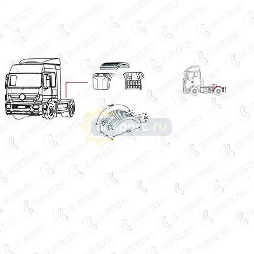 Крыло заднее, верхняя часть, левое/правое, MB Actros MP2 943/525