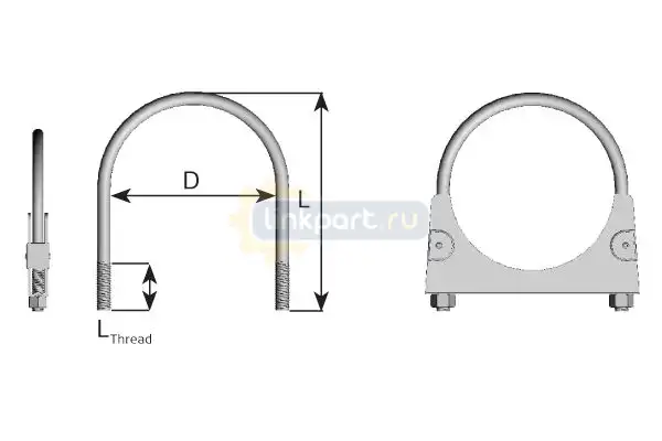 Хомут глушителя прутковый  U-CLAMPS O 127,0  (цинк) DINEX 90127