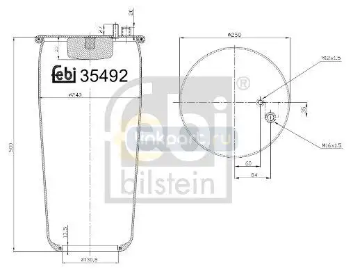 Пневморессора без стакана штуц. M16*1,5,шп. M12*1,5 MAN TGA 35492