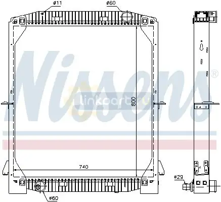 Радиатор Iveco Eurotech E.24-E.47 1995/5 > 800*740*40 (медь) 61973A