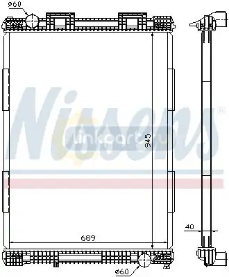Радиатор MAN F 2000 (94-) 945*689*40 (алюминий) без рамки 628700