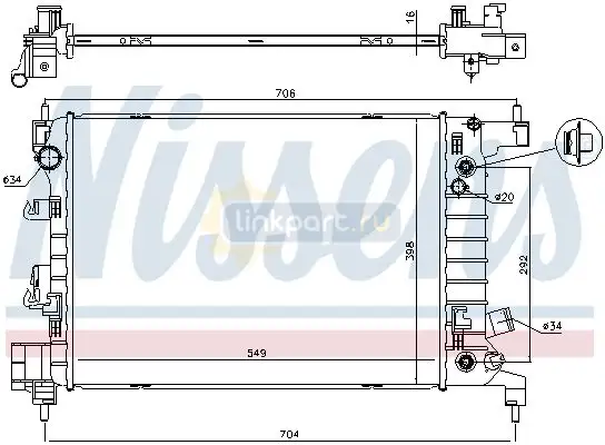 Радиатор MAN F 2000 (94-) 945*689*40 (алюминий) с рамой 62870A