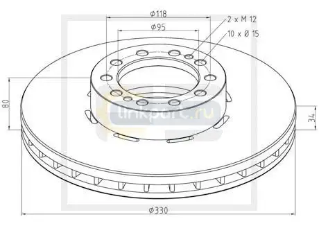 Диск тормозной 330*34*95 N10 RVI Midlum 256.029-00A